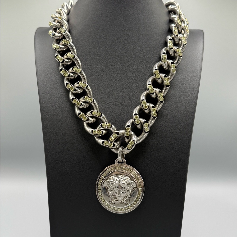 Oversized Crystal Link Medusa Head Versace Necklace